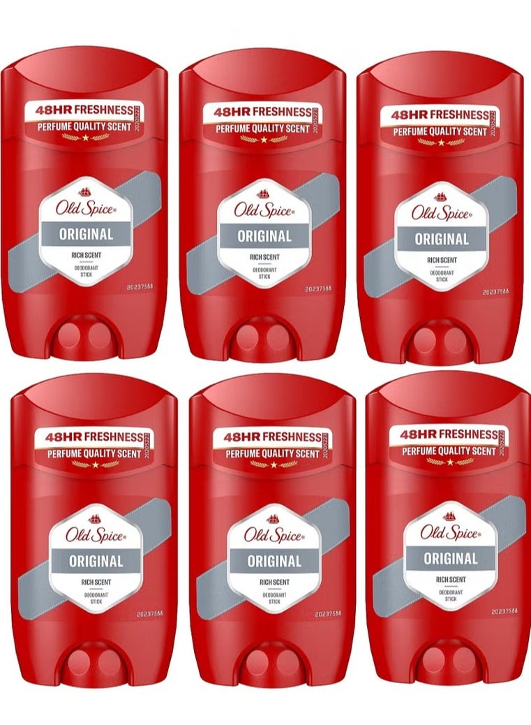 Old Spice Original Deodorant Stick for Men, 6 x 50 ml, 48H Fresh, Long-Lasting Fragrance in Perfume Quality, 0% Aluminium  - Image 1