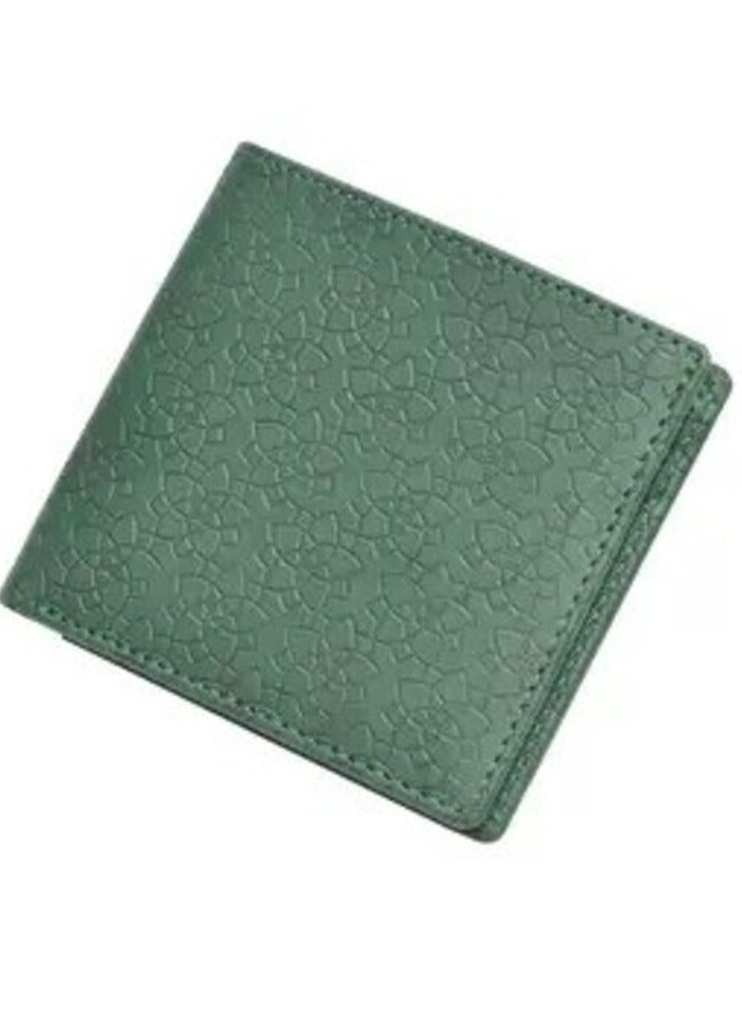 إف اي أس  محفظة FIS إيطالية من البولي يوريثين بتصميم ثنائي الطي من البولي يوريثين للرجال، نافذة لبطاقة الهوية، 6 فتحات للبطاقات، جيبين جانبيين، مقصورات مقسمة للفواتير، لون أخضر، مقاس مغلق 100 × 105 ملم - FSPQGRD5
