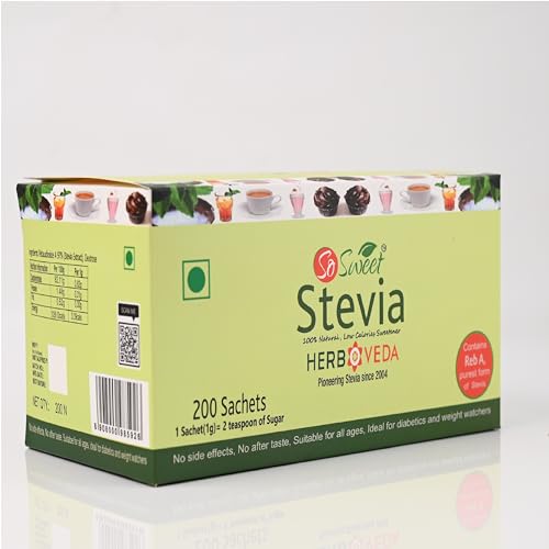 So Sweet Stevia Sachets Sugar Free Natural Low Calorie Sweetener -200 Sachets - Image 2