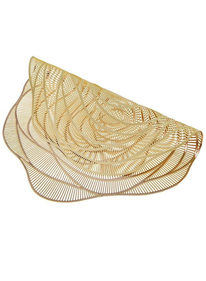 Lyellfe 20 Pack Gold Pressed Vinyl Placemats, 15 Inch Metallic Non-Slip Washable PVC Chargers Placemat, Including 10 Placemats and 10 Coasters for Dining Table, Wedding, Party, Rose Flower Shape - Image 4