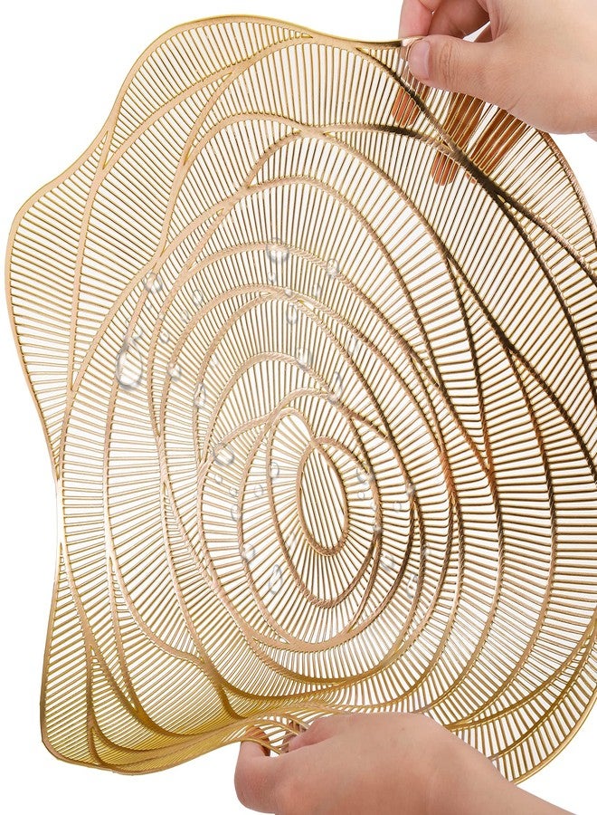 Lyellfe 20 Pack Gold Pressed Vinyl Placemats, 15 Inch Metallic Non-Slip Washable PVC Chargers Placemat, Including 10 Placemats and 10 Coasters for Dining Table, Wedding, Party, Rose Flower Shape - Image 3
