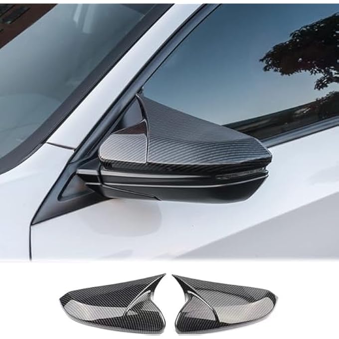 rayihni Civic Carbon Fiber Printing Chrome Plated Car Door Side Mirror Cover Trim Abs Material For Honda 10Th Gen Civic 2016 2017 2018 2019 2020 2021 - Image 2