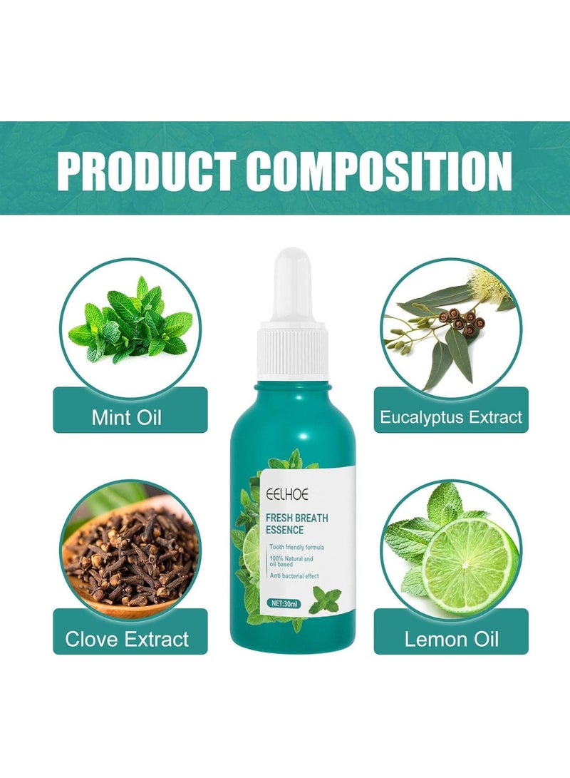 EELHOE Breath Freshener, Total Mouse Essence, Cool Mint Pocket Essence for Fresh Breath 30ml Sugar Free Mint Bad Breath Refresher Drops - Image 3