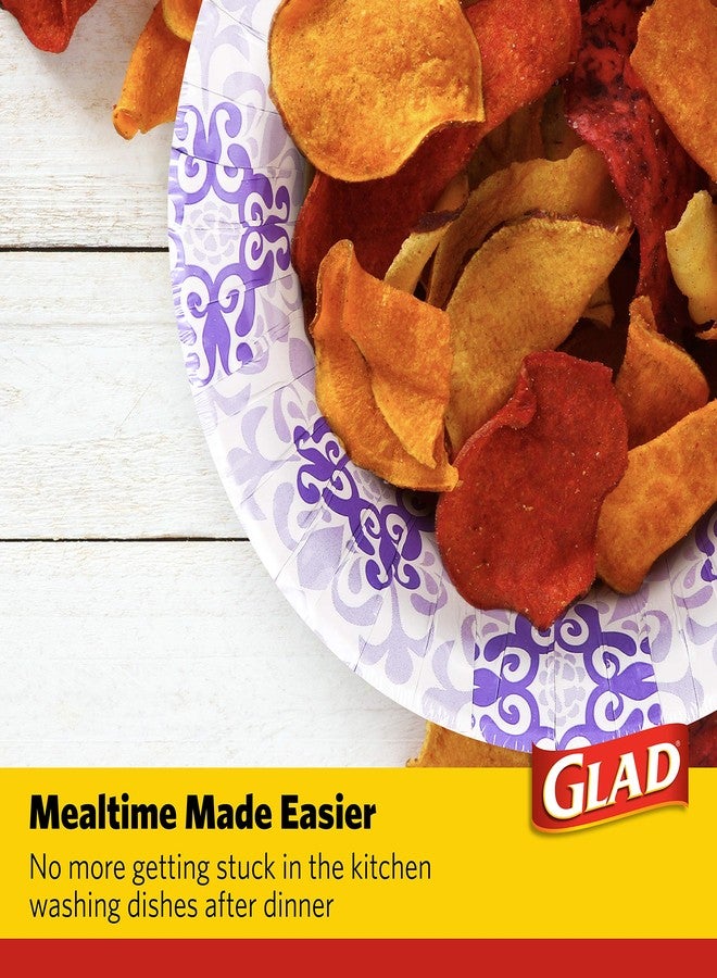 Glad Round Disposable Paper Bowls, Purple Victorian Design - Heavy Duty, Soak Proof, Cut-Resistant, Microwavable Bowl for All Foods & Daily Use, 12 Oz, 20 Count - Image 4