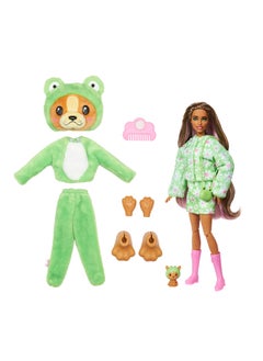Barbie دمية كيوتي ريفيل وإكسسوارات بزي حيواني محشي و10 مفاجآت تشمل تغيير اللون، جرو كضفدع في سلسلة ذات طابع معين  - Image 4