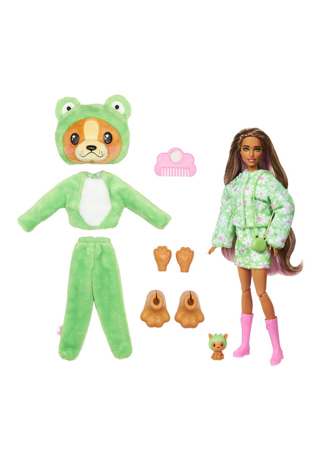 Barbie دمية كيوتي ريفيل وإكسسوارات بزي حيواني محشي و10 مفاجآت تشمل تغيير اللون، جرو كضفدع في سلسلة ذات طابع معين  - Image 4