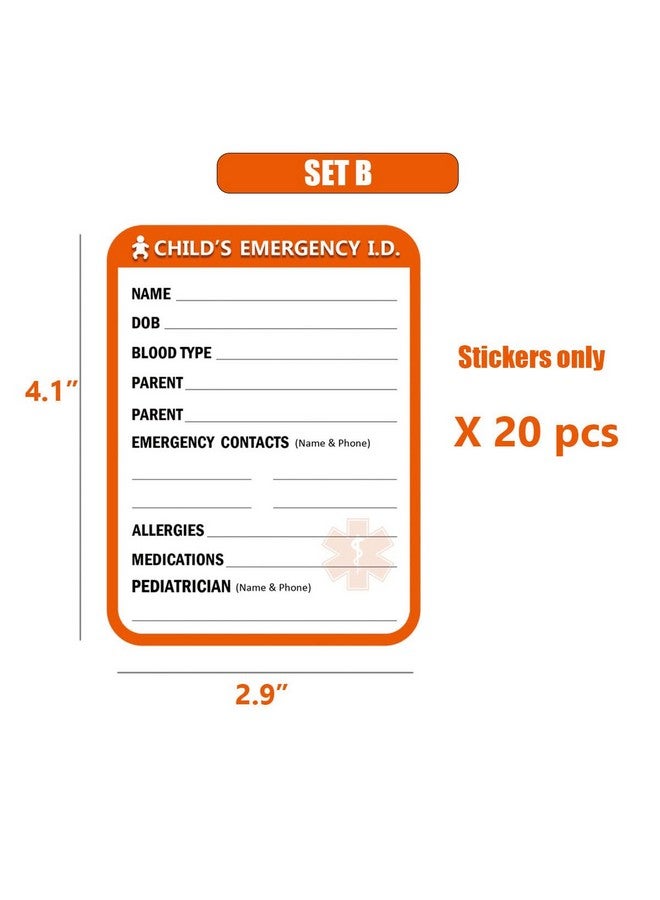lovielf 20 pcs Remarkable Infant Children Baby Safety Seat Sticker I.C.E (in Case of Emergency) Information ICE Label Alarm Orange (Set B) - Image 2