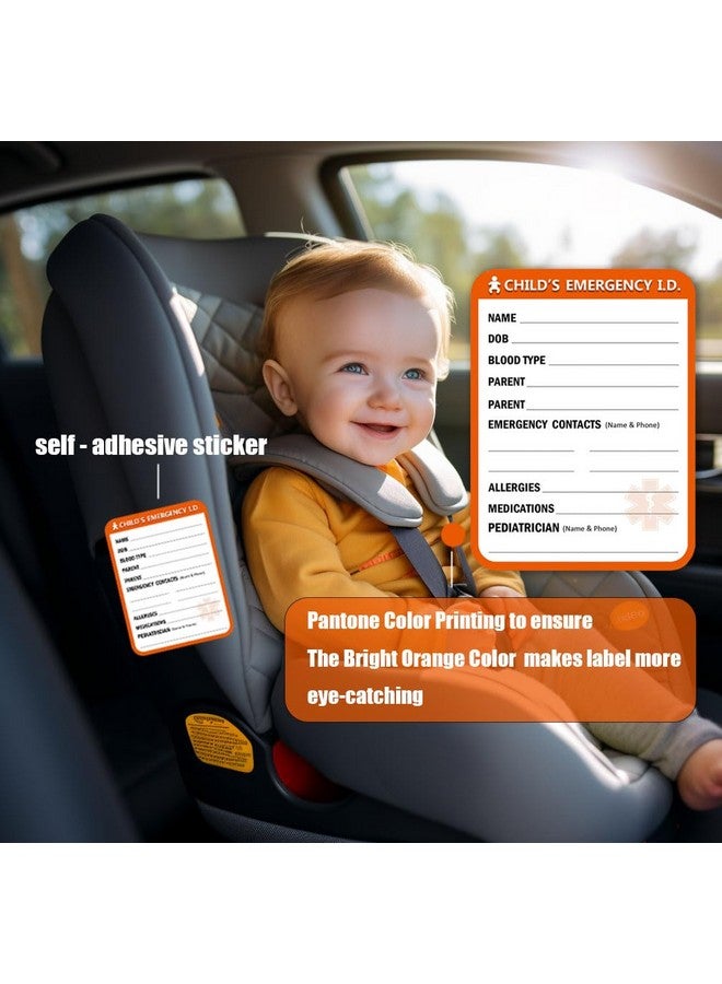 lovielf 20 pcs Remarkable Infant Children Baby Safety Seat Sticker I.C.E (in Case of Emergency) Information ICE Label Alarm Orange (Set B) - Image 3