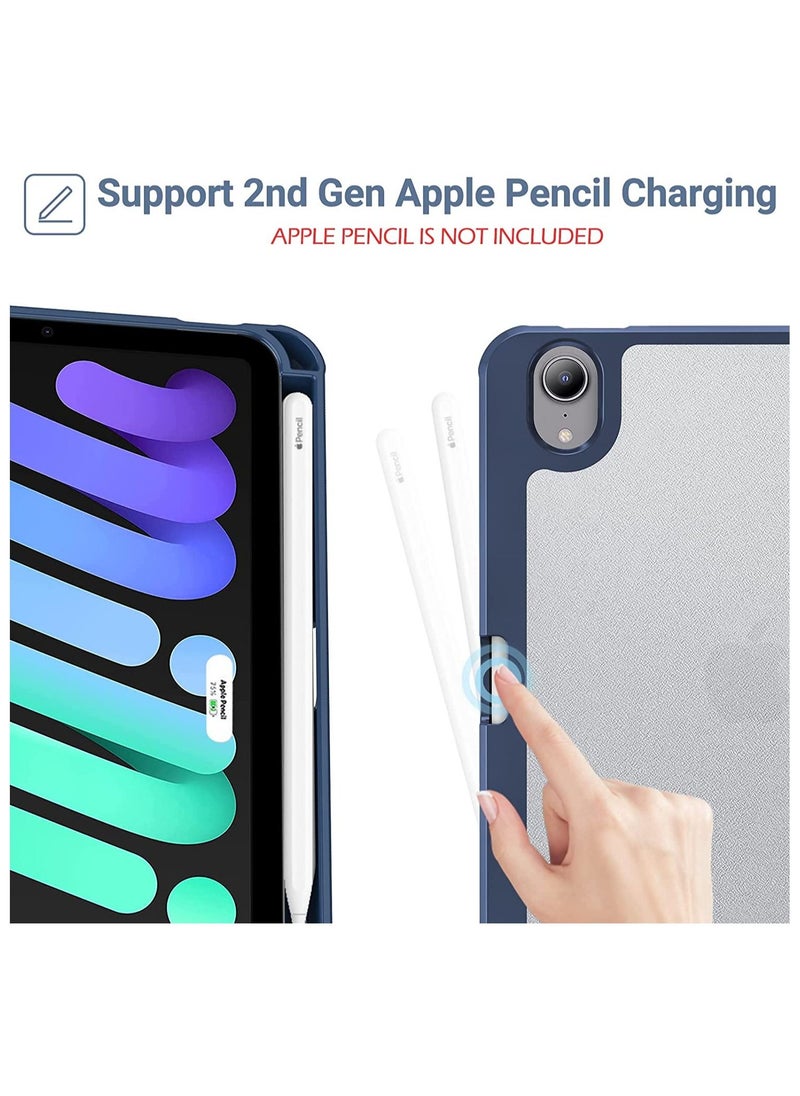 Procases - New iPad Mini 6 Case with Pencil Holder 8.3 Inch 2021, Trifold Smart Cover with Pencil Holder for 2021 iPad Mini 6th Generation A2567 A2568 A2569 -Navy - Image 1