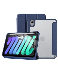 New iPad Mini 6 Case with Pencil Holder 8.3 Inch 2021, Trifold Smart Cover with Pencil Holder for 2021 iPad Mini 6th Generation A2567 A2568 A2569 -Navy