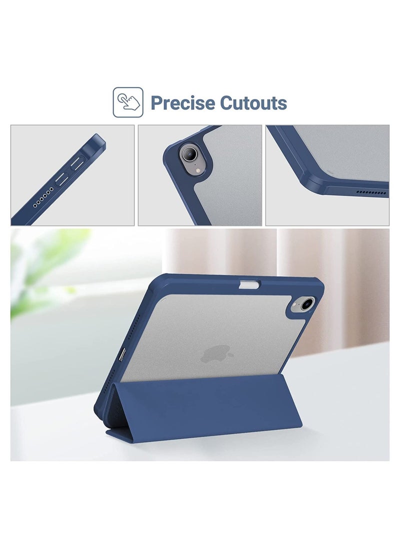 Procases - New iPad Mini 6 Case with Pencil Holder 8.3 Inch 2021, Trifold Smart Cover with Pencil Holder for 2021 iPad Mini 6th Generation A2567 A2568 A2569 -Navy - Image 1