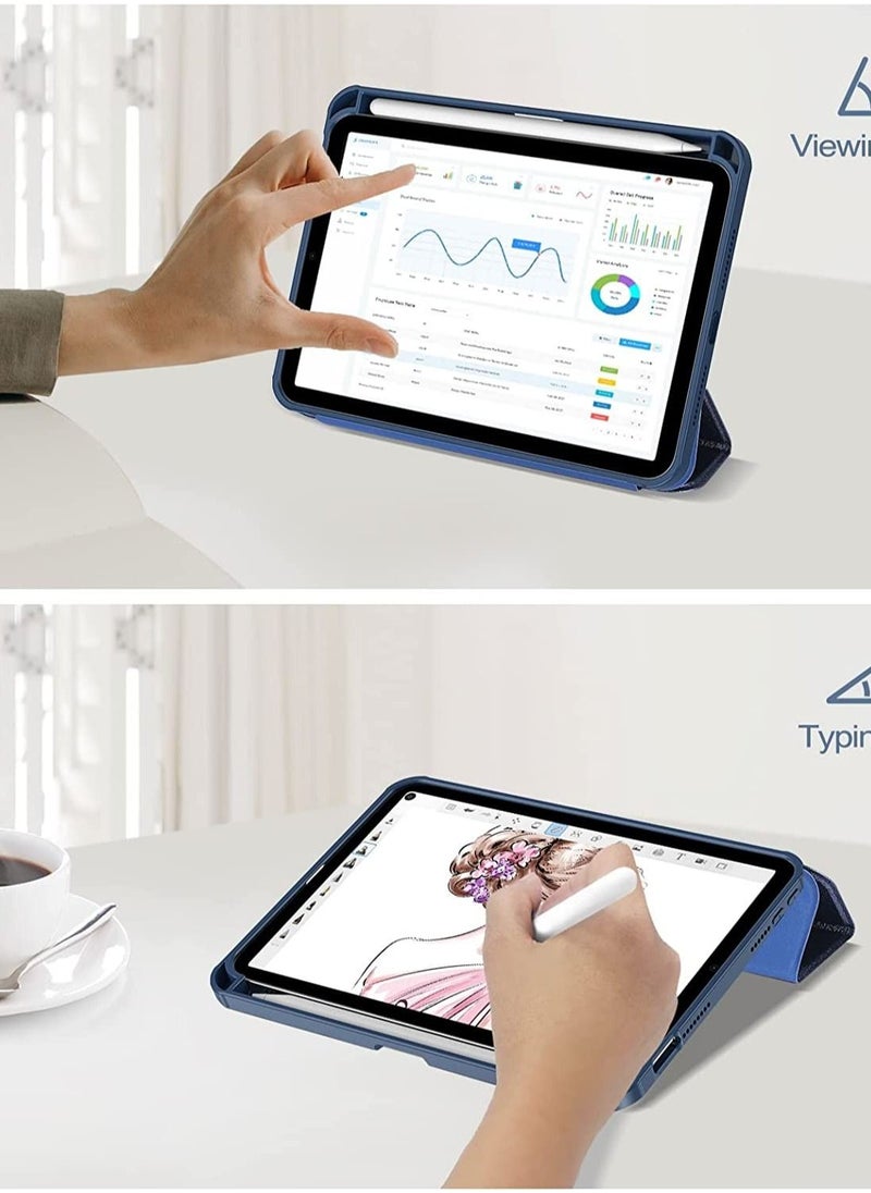 Procases - New iPad Mini 6 Case with Pencil Holder 8.3 Inch 2021, Trifold Smart Cover with Pencil Holder for 2021 iPad Mini 6th Generation A2567 A2568 A2569 -Navy - Image 1