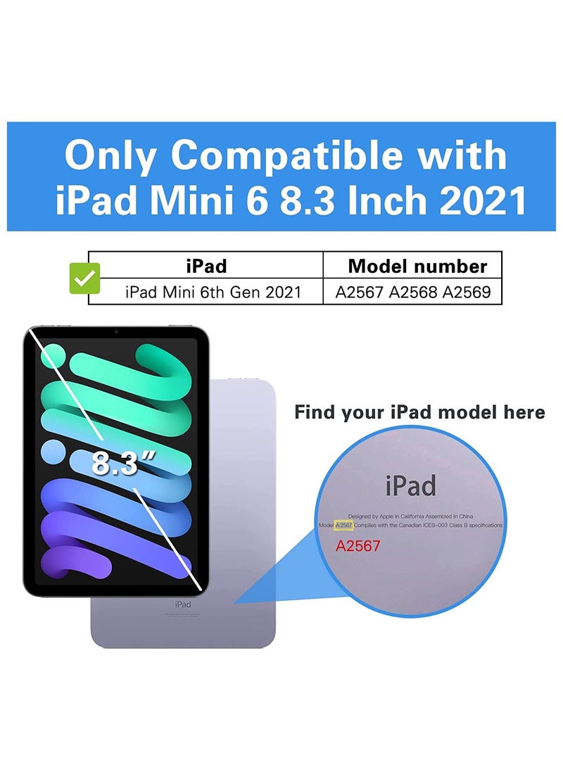 Procases - New iPad Mini 6 Case with Pencil Holder 8.3 Inch 2021, Trifold Smart Cover with Pencil Holder for 2021 iPad Mini 6th Generation A2567 A2568 A2569 -Navy - Image 1