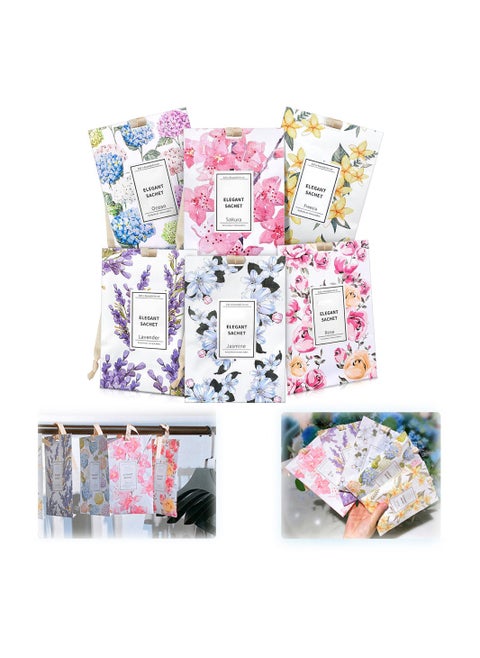 24 Long-Lasting Scented Sachets -Lavender, Freesia, Ocean, Jasmine, Rose, and Sakura Fragrance Bags for Drawers and Closets. Enjoy a Fresh and Inviting Atmosphere
