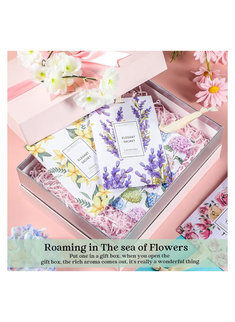 24 Long-Lasting Scented Sachets -Lavender, Freesia, Ocean, Jasmine, Rose, and Sakura Fragrance Bags for Drawers and Closets. Enjoy a Fresh and Inviting Atmosphere