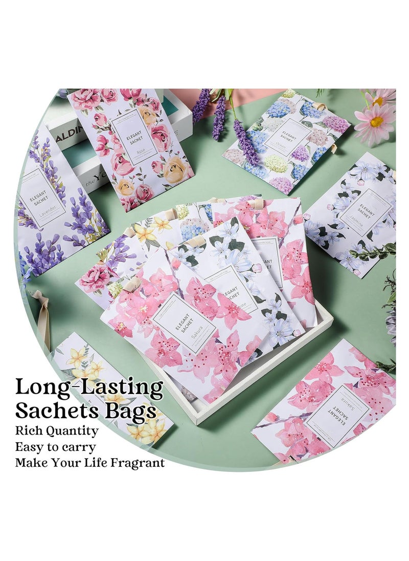 24 Long-Lasting Scented Sachets -Lavender, Freesia, Ocean, Jasmine, Rose, and Sakura Fragrance Bags for Drawers and Closets. Enjoy a Fresh and Inviting Atmosphere
