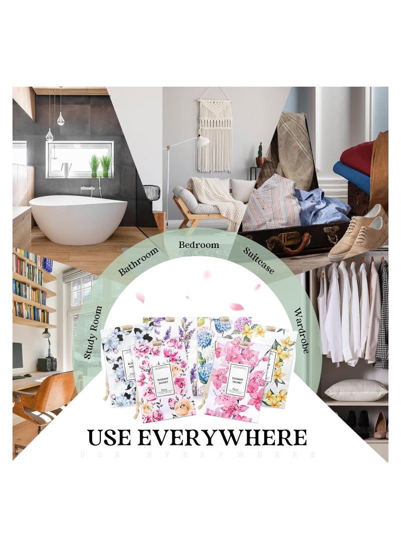 24 Long-Lasting Scented Sachets -Lavender, Freesia, Ocean, Jasmine, Rose, and Sakura Fragrance Bags for Drawers and Closets. Enjoy a Fresh and Inviting Atmosphere