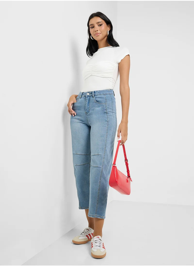 جينجر Mid Rise Acid Wash Jeans