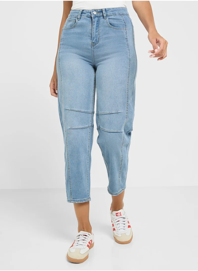 جينجر Mid Rise Acid Wash Jeans