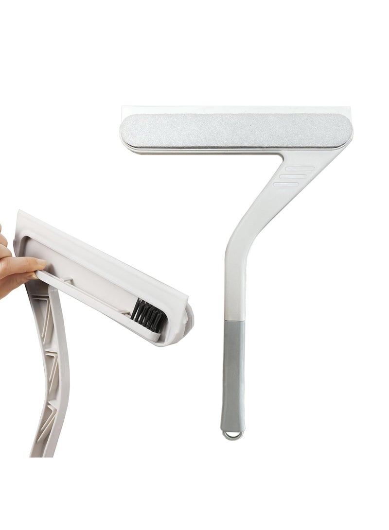 SOLARAE Shower Squeegee, Shower Squeegee for Glass Doors with Crevice Brush, 2 in 1 Window Squeegee Cleaner, Professional Window Scrubber for Bathroom Shower Car Mirror Glass - Image 1