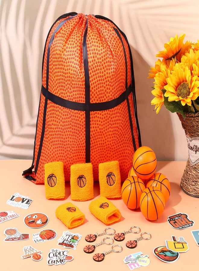 ليفيدي مجموعة هدايا حفلات كرة السلة من LEIFIDE، 148 قطعة، تتضمن حقائب هدايا كرة سلة برباط، وأساور رياضية، وميداليات مفاتيح صغيرة، وملصقات، هدية مثالية لمحبي الرياضة في أعياد الميلاد. - Image 5
