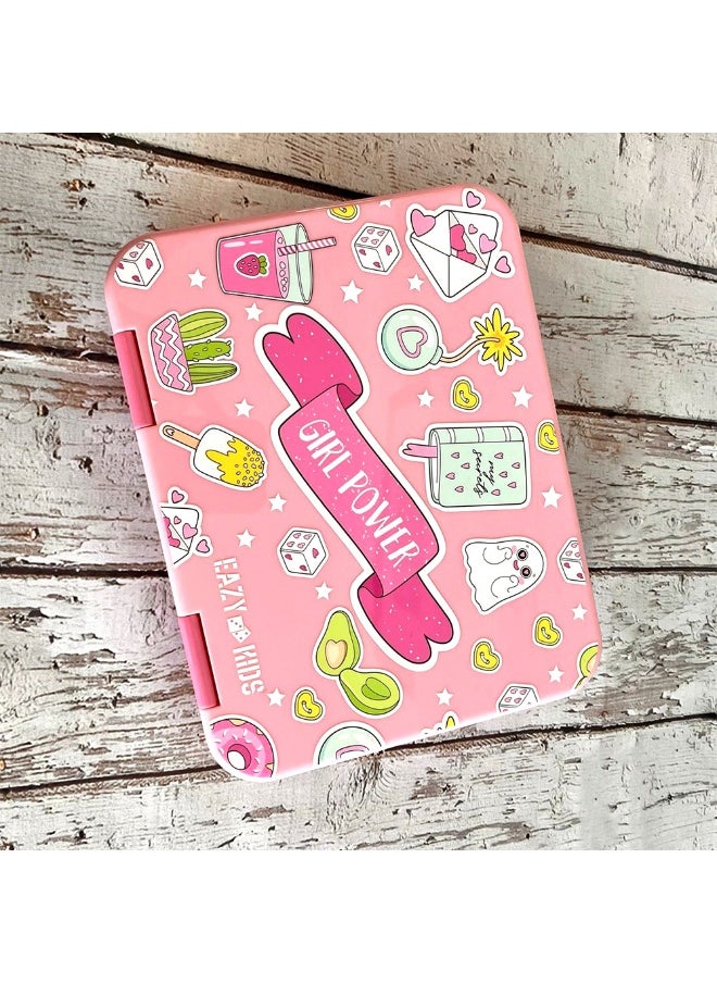 Eazy Kids Eazy Kids 5 & 4 Convertible Bento Lunch Box w/ Lunch Bag, Sandwich Cutter Set - Girl Power  - Image 5
