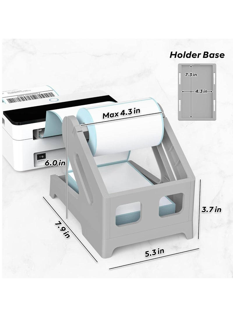 Oasisgalore - Thermal Label Holder for Rolls and Fan-Fold Labels, Sticker Roll Holder for Desktop Label Printer Home Office(Grey) - Image 1