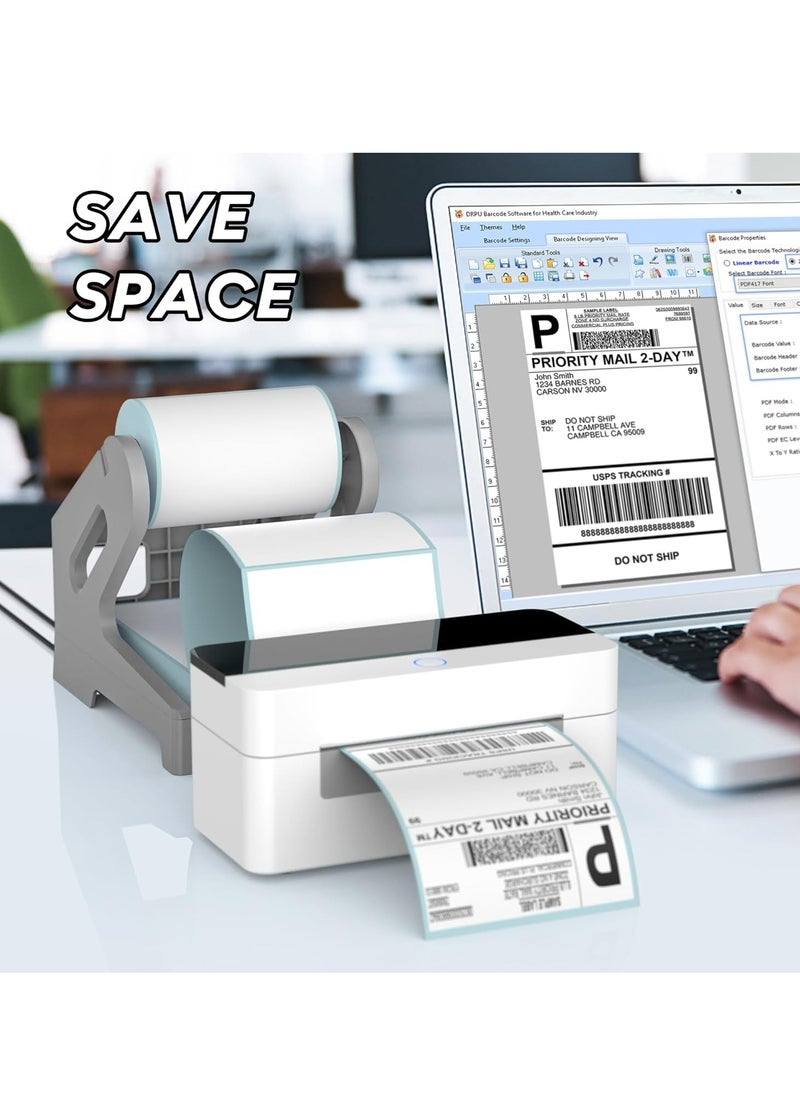 Oasisgalore - Thermal Label Holder for Rolls and Fan-Fold Labels, Sticker Roll Holder for Desktop Label Printer Home Office(Grey) - Image 1