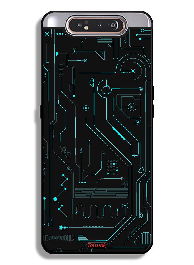 Tolwak Samsung Galaxy A80 Protective Case Cover Digital Art Circuits Minimalism Multiple Display - Image 1