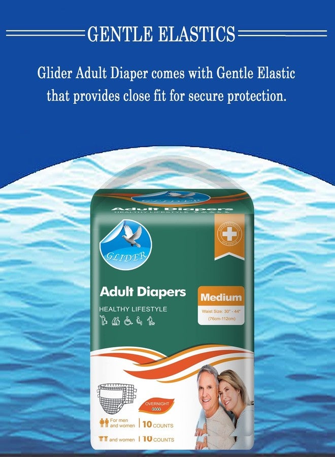 Glider Adult Diaper MEDIUM with WETNESS INDICATOR & OVERNIGHT SUPERIOR ABSORBENCY - 30-44 Inch, 76-112 cm (Pack of 2 (20 Count)) - Image 4