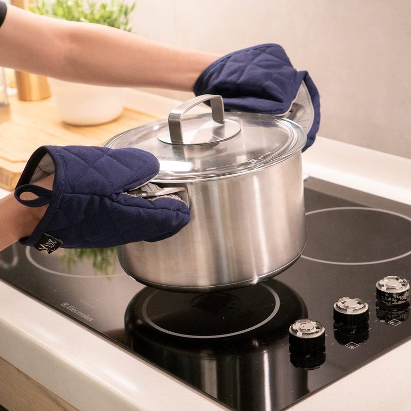 Kisx Oven Mitts Heat Resistant - (Blue Color) Mini Oven Mitts, Silicone Gloves Heat Resistant, Kitchen Gloves for Cooking, Silicone Oven Mitts & Pot Holders Sets, Kitchen Pot Holders & Oven Mitts Sets - Image 5