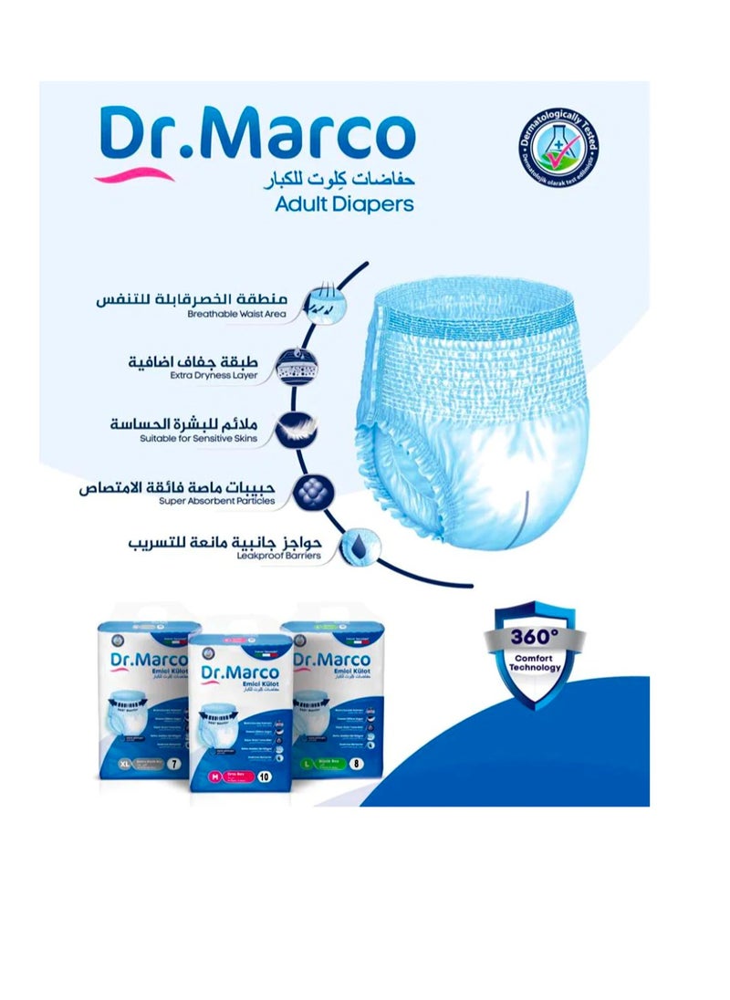 Dr. Marco Adult Culotte Diaper, Size XL, 7 Count Turkish made Pants with Wetness Indicator, Italian Technology  - Image 3