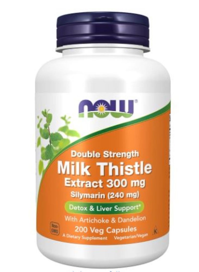 NOW Foods, Milk Thistle Extract, 300 mg, 200 Veg Capsules - Image 1