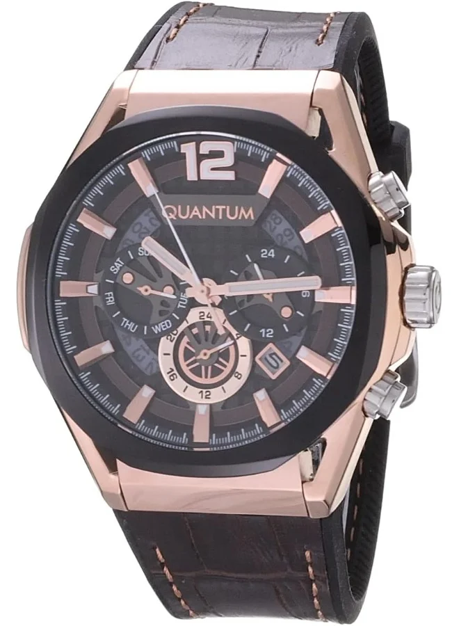 Quantum Quantum Men's Quartz Movement Watch, Analog Display and Silicone Strap - PWG970.852, Brown