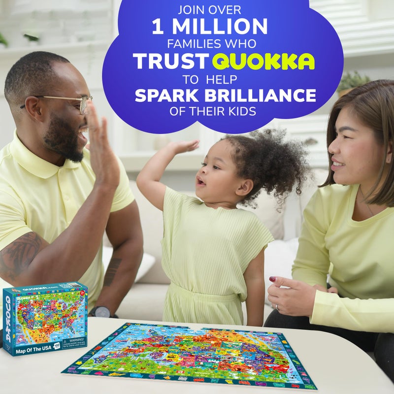 QUOKKA 100 Piece Puzzles for Kids Ages 4-6 – 3 Pack Floor Puzzles for Kids 8-10 Year Old – Learning Games World Map & Space 5-7 – United States Educational Puzzles for Toddlers 3-5 - Image 2