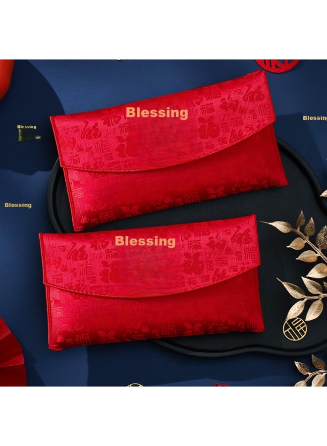 Jiayan Jia Yan Fabric Red Envelope With "ten Thousand Yuan" And "fu" Character Embroidery, For Graduation, Housewarming, Business Opening, Construction Start, Longevity Celebration, Lucky Money Envelope, And Lipstick Red Envelope - Image 1