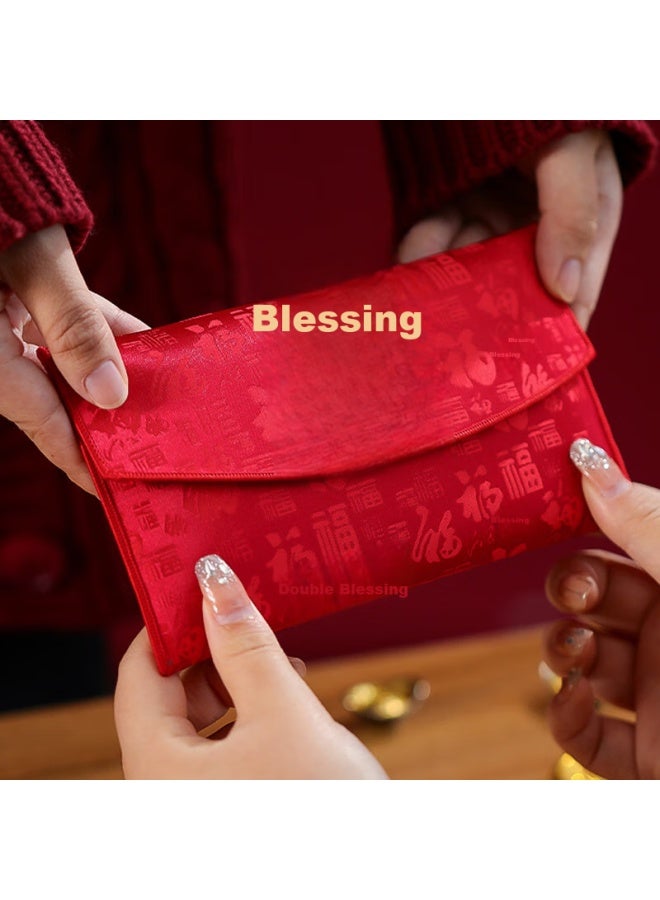 Jiayan Jia Yan Fabric Red Envelope With "ten Thousand Yuan" And "fu" Character Embroidery, For Graduation, Housewarming, Business Opening, Construction Start, Longevity Celebration, Lucky Money Envelope, And Lipstick Red Envelope - Image 3