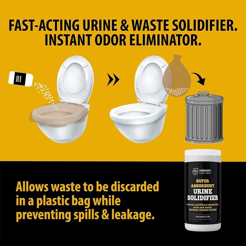 Nature's Pure Edge Super Absorbent Urine Solidifier & Poo Gel Odor Eliminator & Deodorizer for Portable Toilet, Camping Toilet, Porta Potty, Bedside Commode, Male Urinal & Pet Loo Solidifies Liquid in minutes (2 lbs) - Image 4