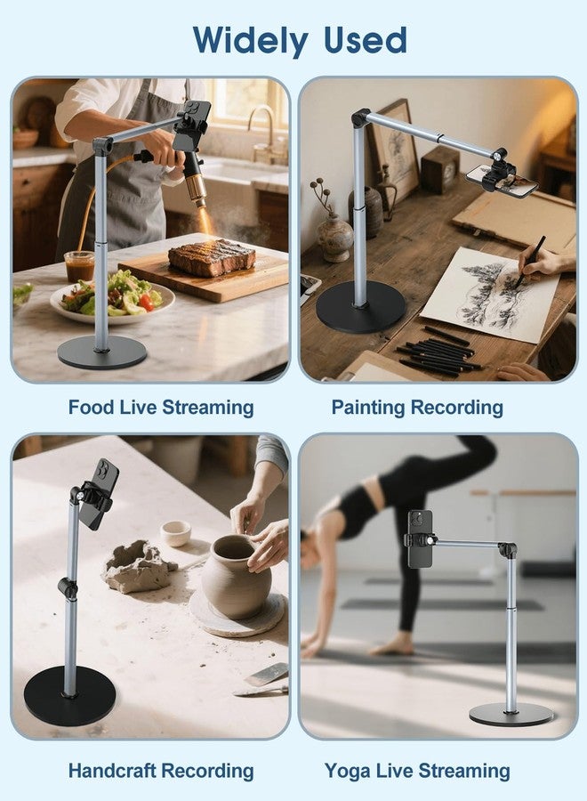 Mistriddle Heavy Duty Aluminum Overhead Phone Stand for Recording, Adjustable iPhone Tripod for Overhead Shots, Sturdy Stand for Cooking, Crafting, Filming, Painting – Perfect for Creators（Clip） - Image 4