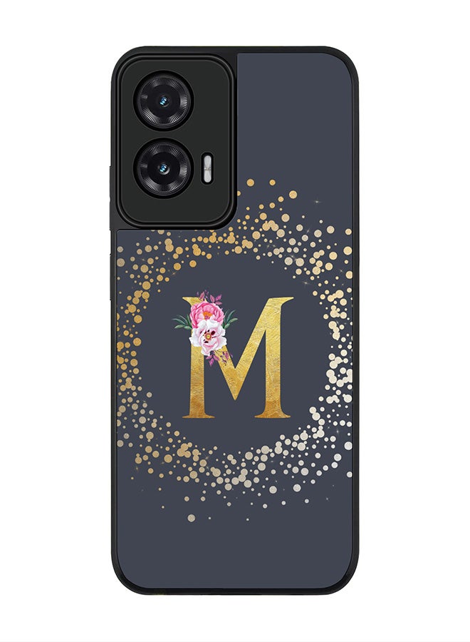 For Motorola Moto G35 Case,Slim fit Camera Protection, Shockproof Thin Phone cover  - Custom Monogram Floral - M  (Grey )