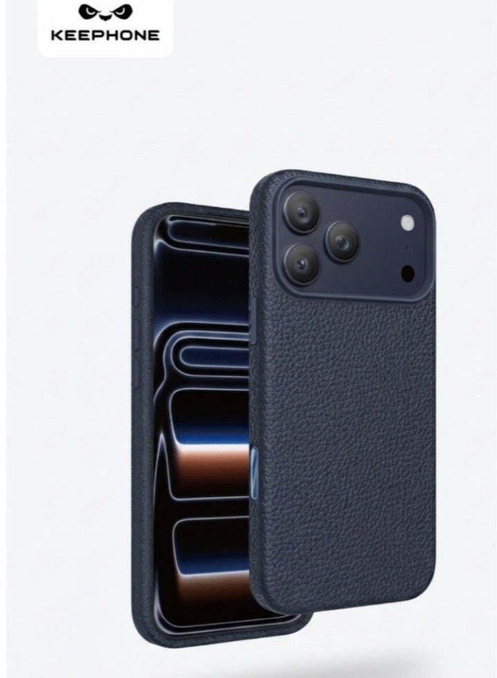 KeepHone MagSafe Compatible Deep Blue Liquid Silicone Case for iPhone 17 Pro Max with 3D Leather Texture, Food-Grade Silicone Material, Strong Magnetic Compatibility, Anti-Fingerprint & Stain Resistant Finish, Soft Protective Edges, Responsive Buttons, Slim Shockproof Protective Cover Compatible with MagSafe Chargers & Accessories - Image 1