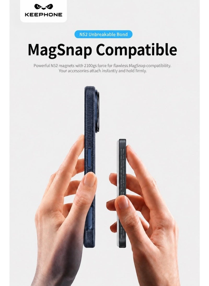 KeepHone MagSafe Compatible Deep Blue Liquid Silicone Case for iPhone 17 Pro Max with 3D Leather Texture, Food-Grade Silicone Material, Strong Magnetic Compatibility, Anti-Fingerprint & Stain Resistant Finish, Soft Protective Edges, Responsive Buttons, Slim Shockproof Protective Cover Compatible with MagSafe Chargers & Accessories - Image 3
