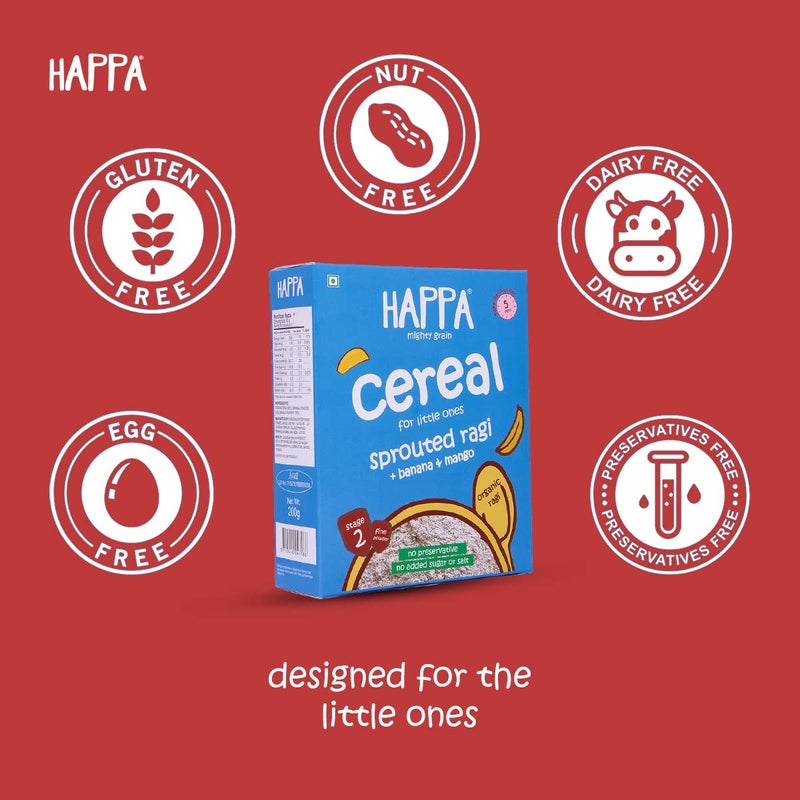 Happa Ragi and Oatmeal and Brown Rice Cereal for Babies | Only 3 Ingredients | No Sugar, Oil, Milk Powder, Flavours or Colours | Traditional Porridge Recipe | Cooks in 3 Minutes | Stage 2 (6 Months+) | Pack of 8 (50g Each) - Image 3