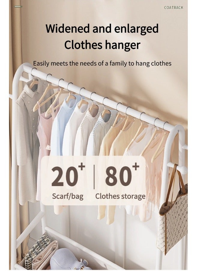 منظم ملابس، رف معدني أحادي القطب، تخزين ملابس معلق صغير الحجم، رف ملابس منزلي بسيط، موفر للمساحة وسهل التركيب، مناسب لتعليق الملابس/السراويل/الحقائب (أبيض) - Image 3