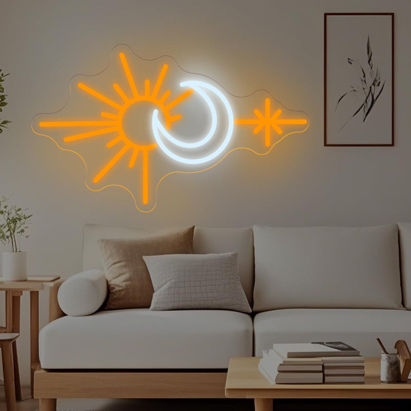 DUOLIYBC Sun and Moon Neon Sign, Boho Celestial LED Wall Light for Bedroom or Living Room, Spiritual Decor for Women and Teens, Nature-Inspired Neon Wall Art Gift - Image 4