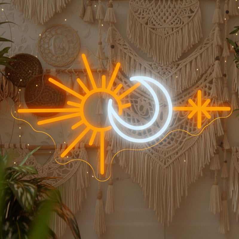DUOLIYBC Sun and Moon Neon Sign, Boho Celestial LED Wall Light for Bedroom or Living Room, Spiritual Decor for Women and Teens, Nature-Inspired Neon Wall Art Gift - Image 1
