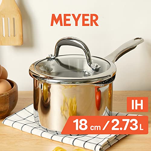 Meyer Tri‑Ply Stainless‑Steel Cookware Bundle – 3 L Presta Pressure Cooker + 18 cm Select Straining Saucepan + 24 cm Flat Tawa (Orange), Induction‑Friendly Kitchen Set - Image 4