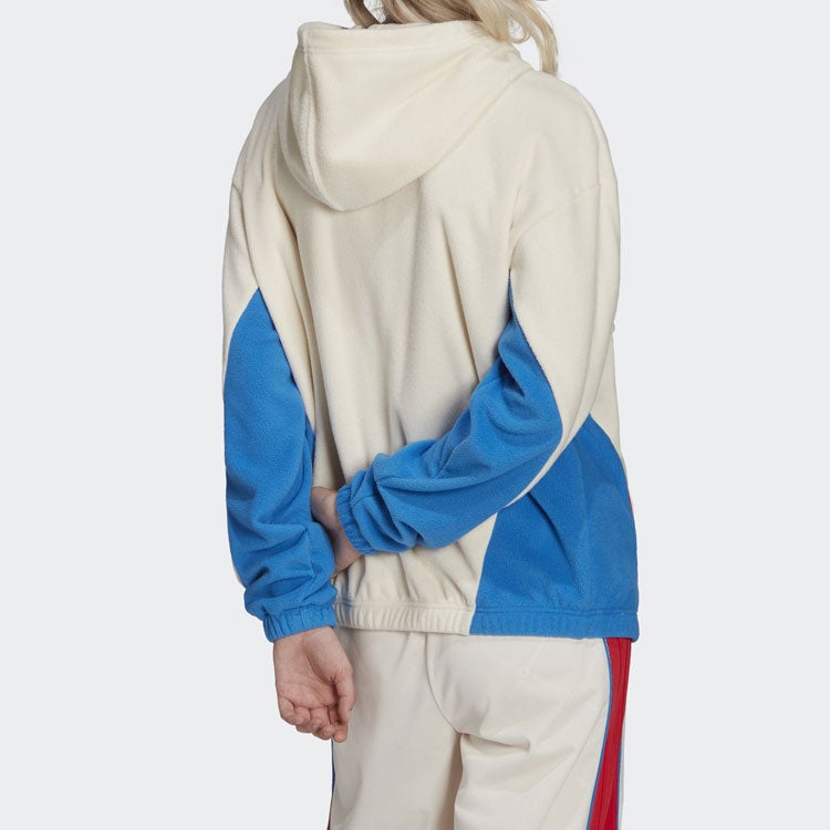 Adidas (WMNS) adidas Originals Retro Luxury Fleece Hoodie 'Off-white Red Blue' - Image 2