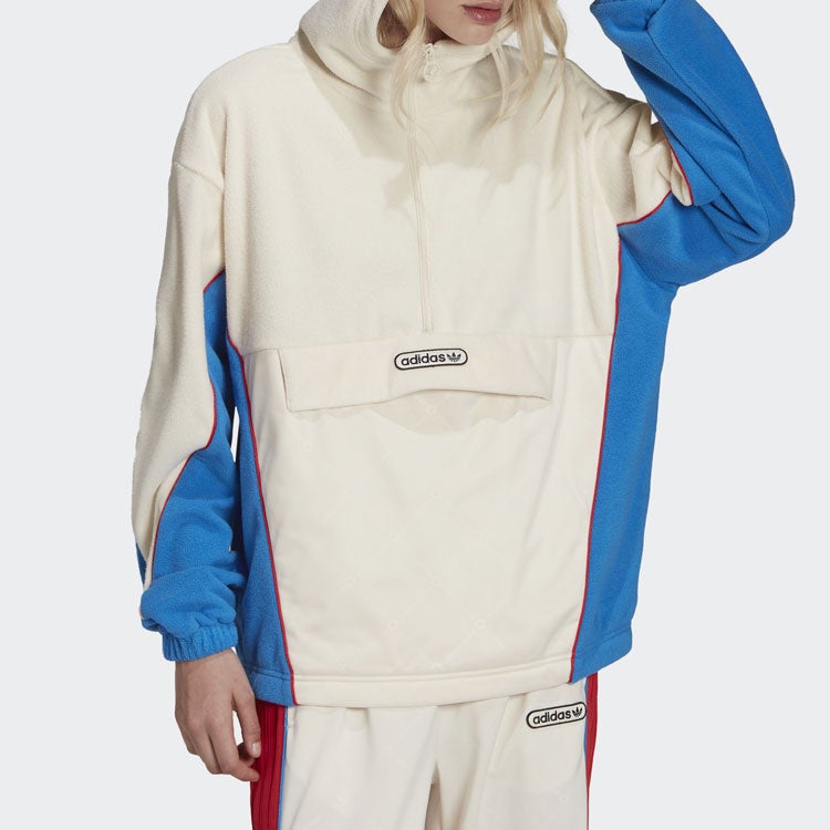 Adidas (WMNS) adidas Originals Retro Luxury Fleece Hoodie 'Off-white Red Blue' - Image 1