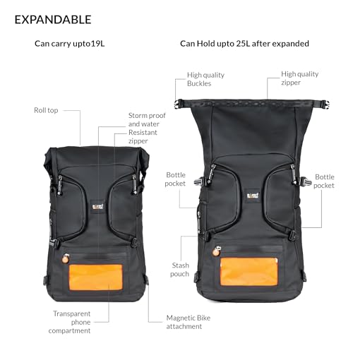 MONKEY TROOPERS Stormy Backpack Bag, 15-Inch Laptop Compartment, Water Resistant, Magnetic Tank Mount, Touch-Sensitive Navigation Pocket, Travel, Biking, Hiking Backpack For Men & Women (Black) - Image 3